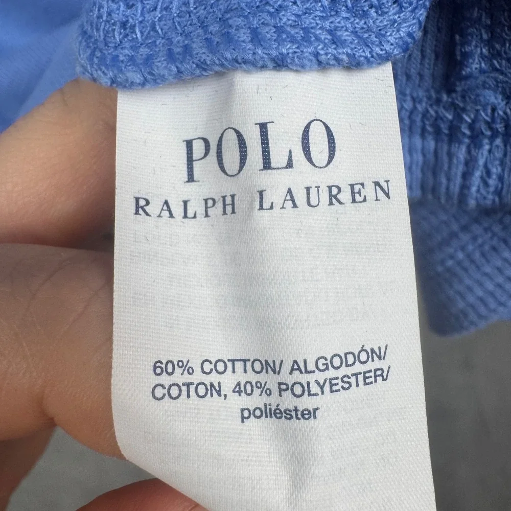 Polo Ralph Lauren Mens 2XL Blue Waffle Knit Sleep Long Sleeve Shirt Pony Logo